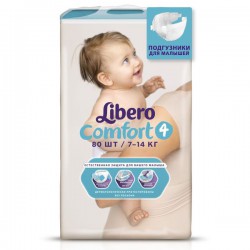 Подгузники 80 шт. Libero комфорт макси 7-14 кг